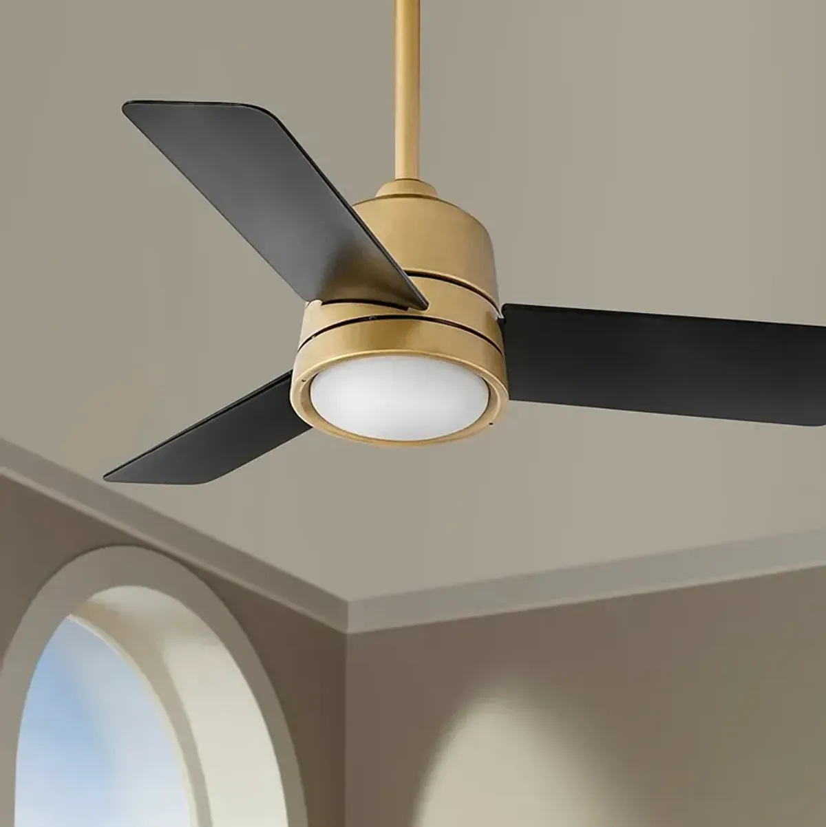 36" Hinkley Chet Black Heritage Brass Wet Rated LED Fan with Remote