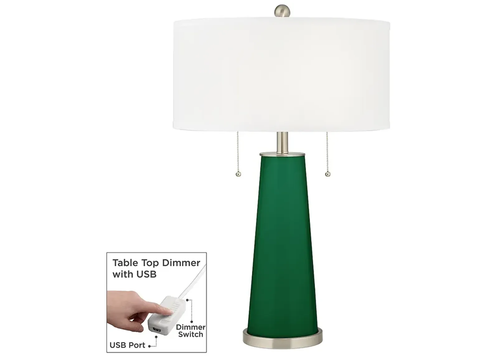 Color Plus Peggy 29 3/4" Greens Table Lamp with USB Dimmer