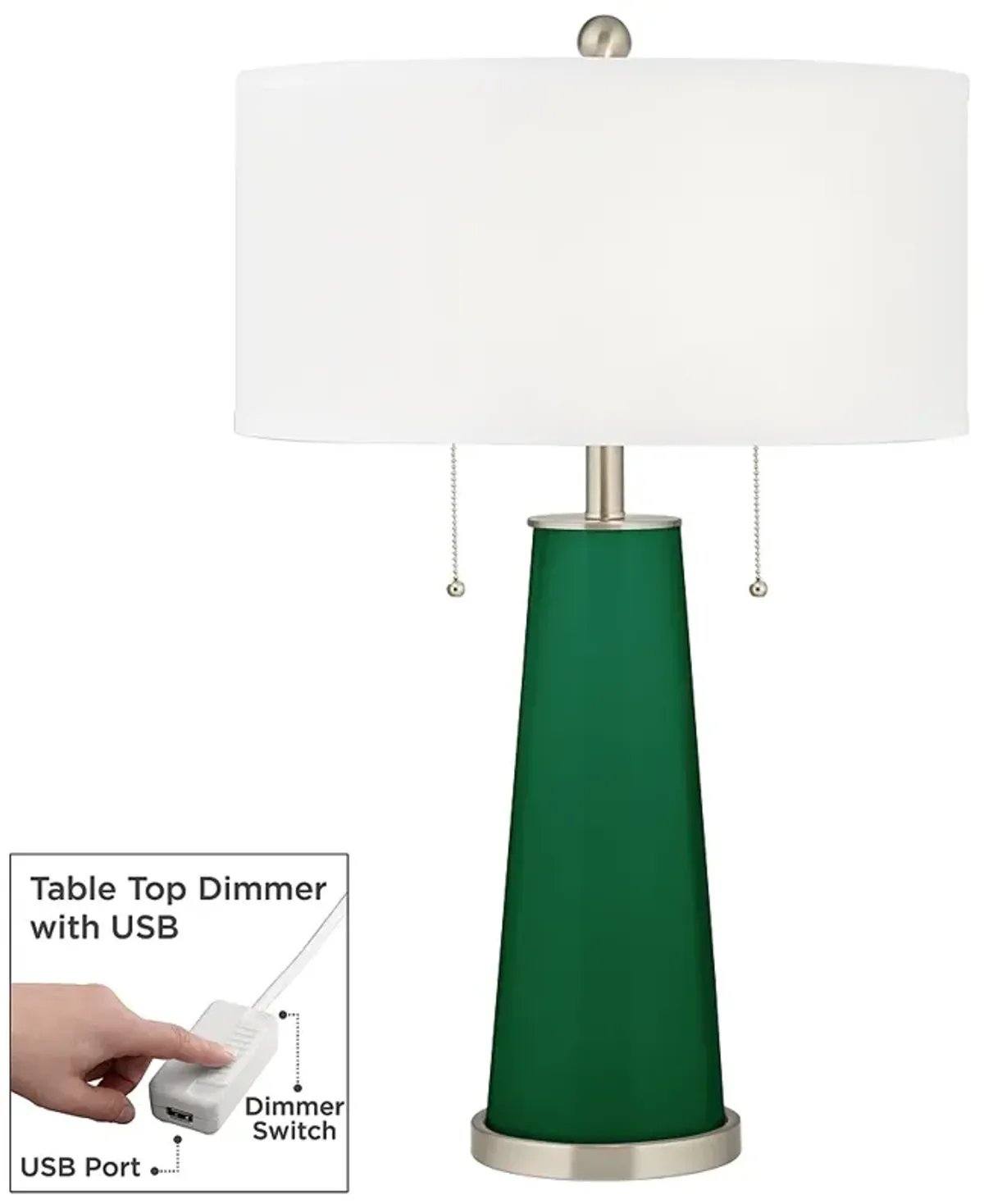 Color Plus Peggy 29 3/4" Greens Table Lamp with USB Dimmer