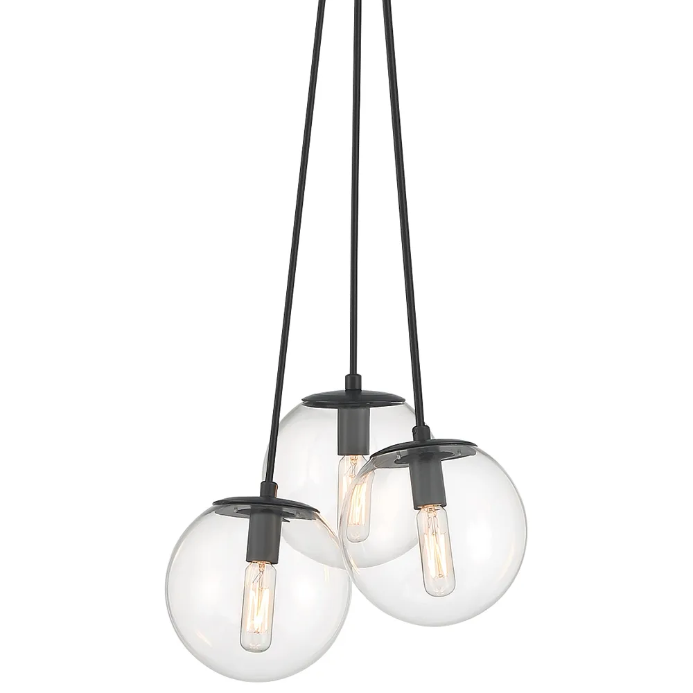 Minka Lavery  Auresa 3-light Black Cluster Pendant Light with Glass Shades