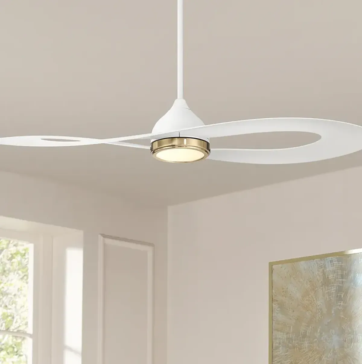 52" Possini Euro Obi Matte White CCT LED Damp Ceiling Fan with Remote