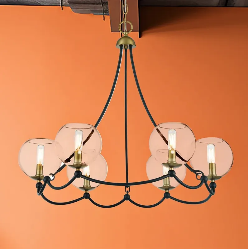 Vantage Kearney Park 6-Light Black and Soft Brass Chandelier