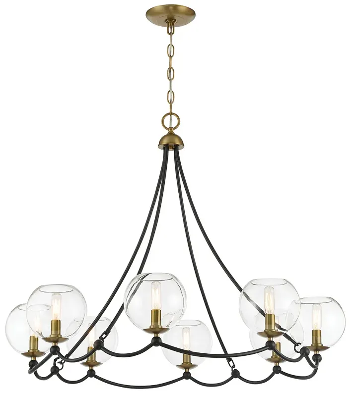 Vantage Kearney Park 8-Light Black and Soft Brass Chandelier