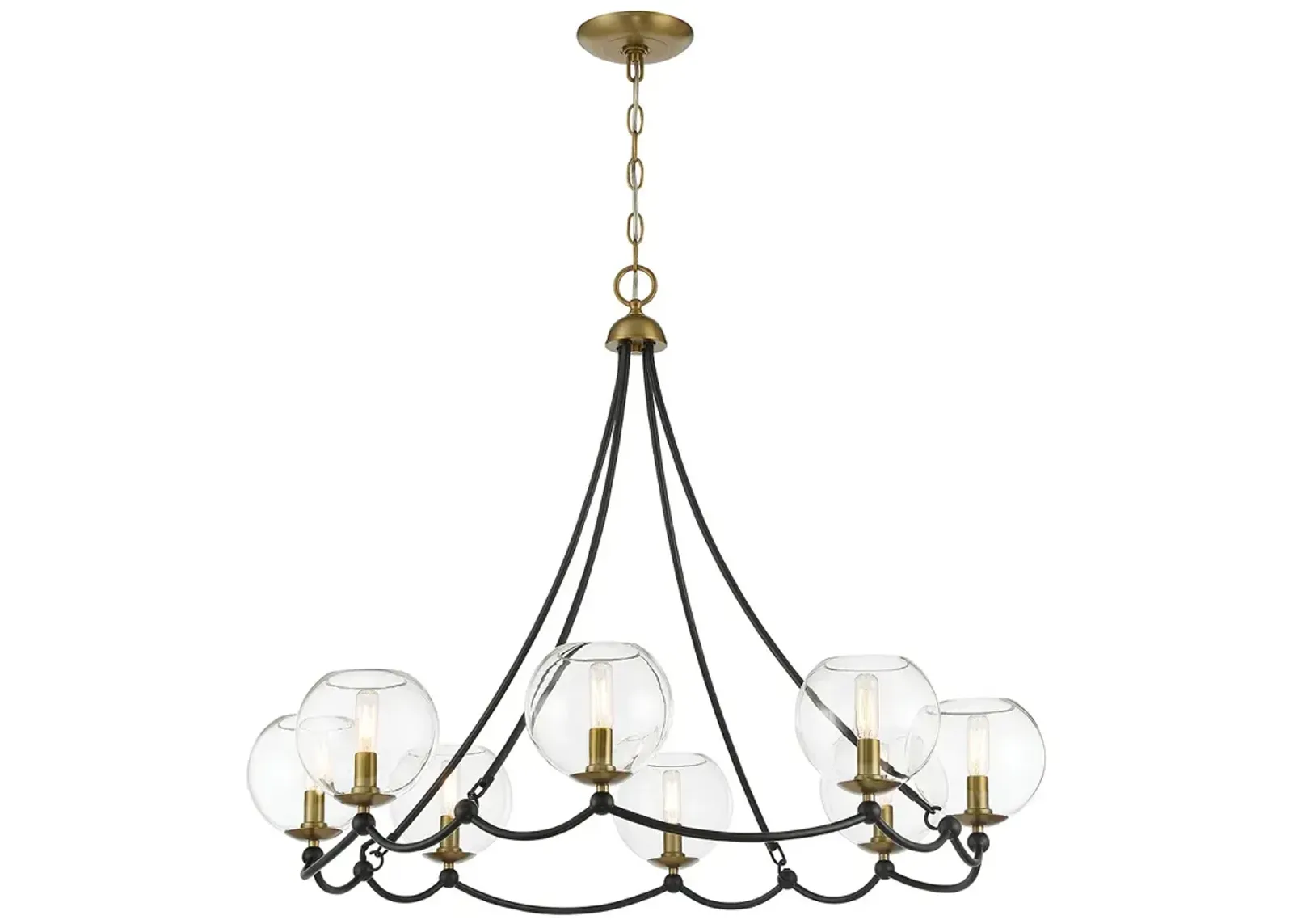 Vantage Kearney Park 8-Light Black and Soft Brass Chandelier