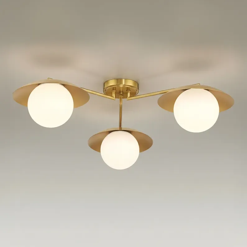 Possini Euro Casoria 32" Wide Brass Gold Opal 3-Light Ceiling Light