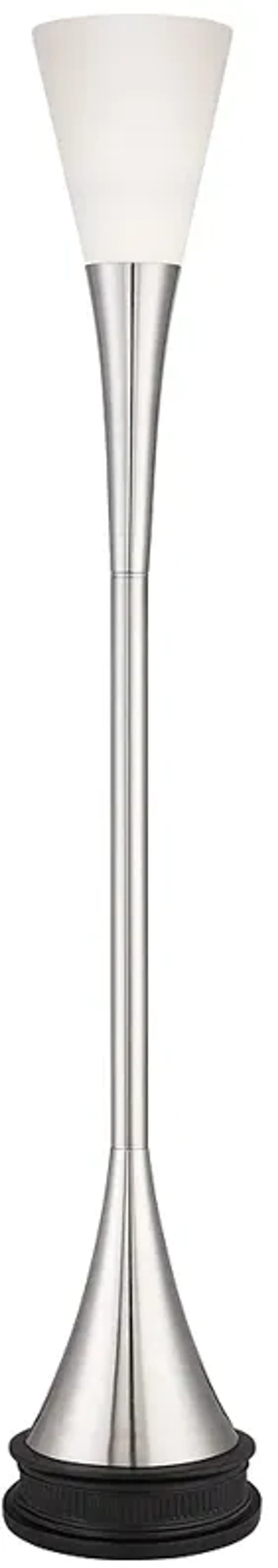 Possini Euro Piazza 76.8" Nickel Torchiere Floor Lamp with Riser