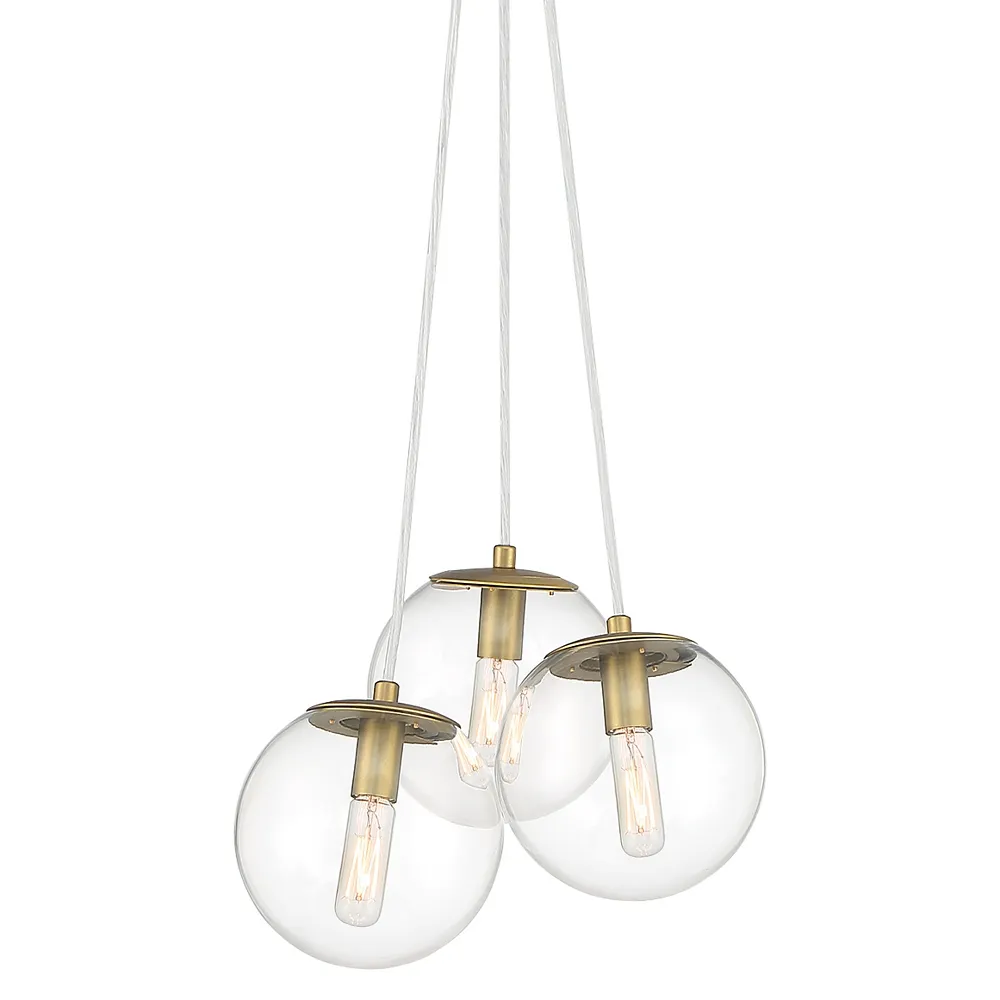 Minka Lavery  Auresa 3-Light Soft Brass Cluster Pendant with Glass Shades