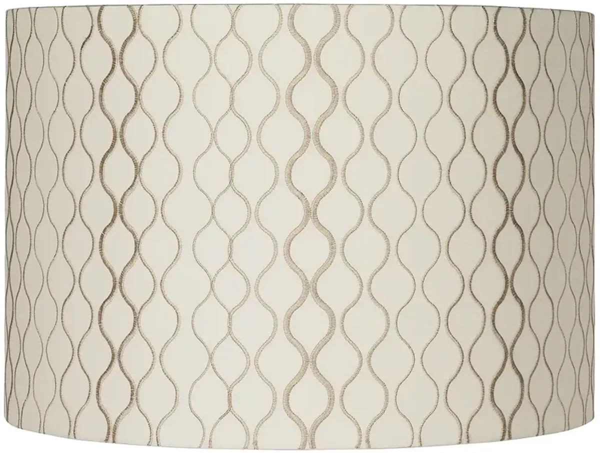 Springcrest Jonna Off-White Tan Embroidered Drum Shade 16x16x11 (Spider)