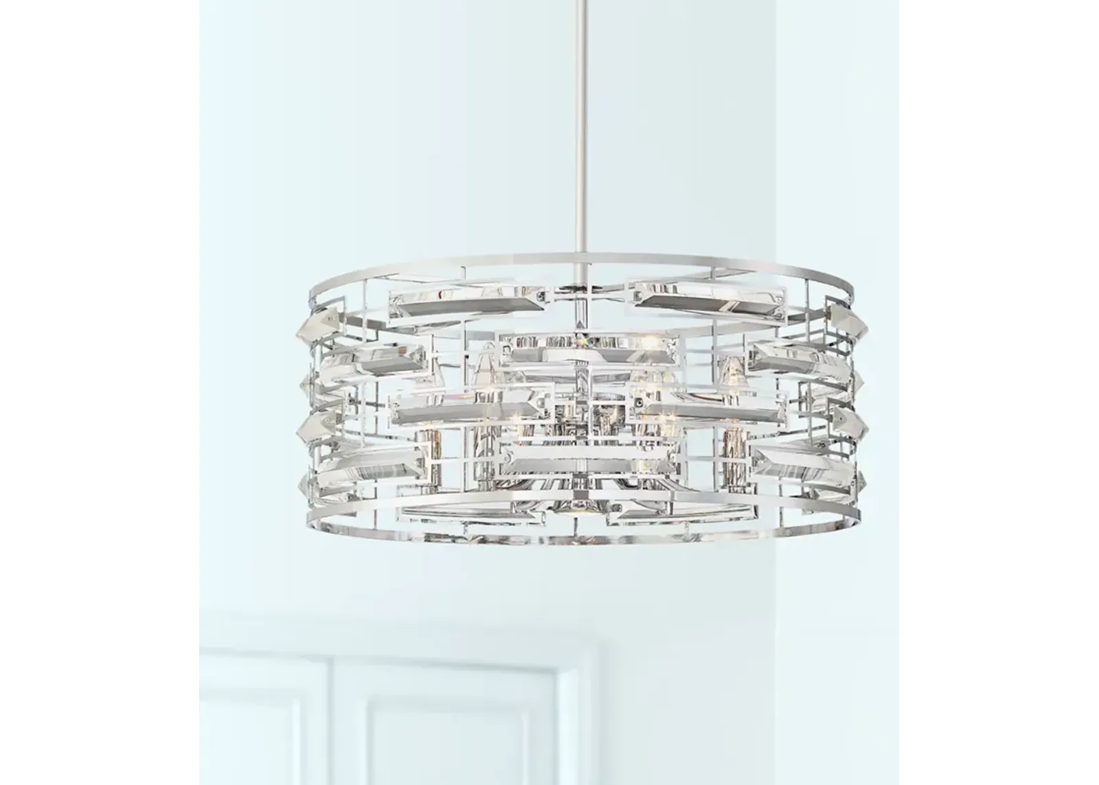 Possini Euro Smart 20" Wide Nickel and Crystal Modern Pendant Light