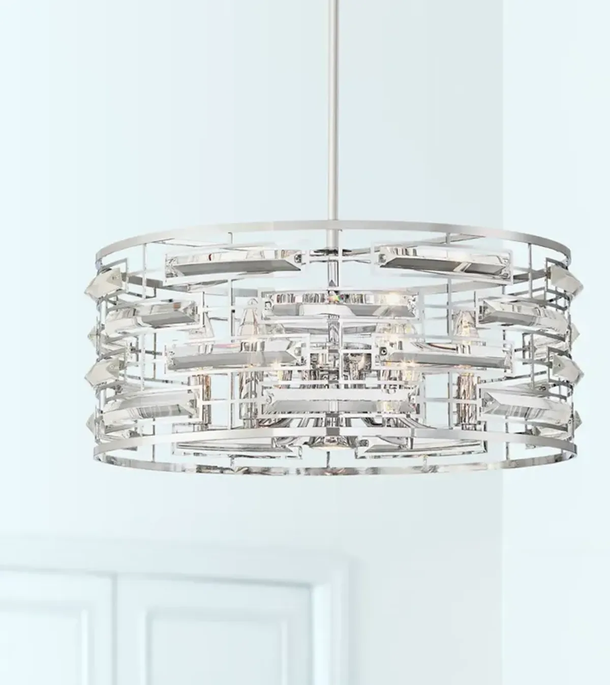 Possini Euro Smart 20" Wide Nickel and Crystal Modern Pendant Light