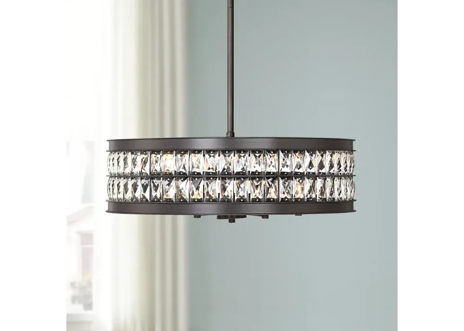 Regency Hill Jaylen 23 1/2" Wide Bronze and Crystal Pendant Light