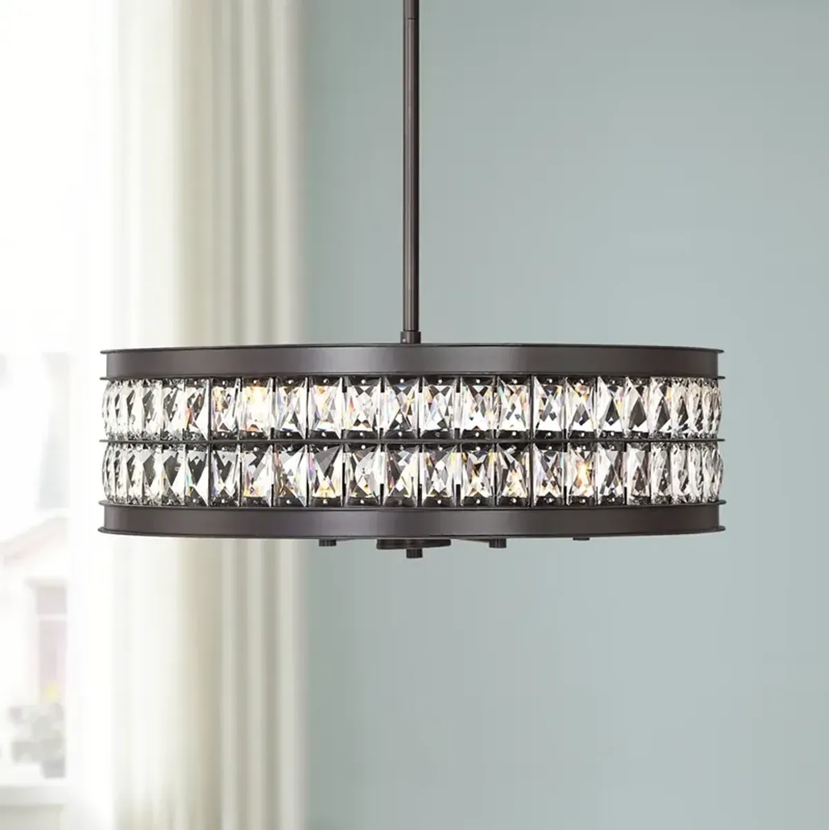 Regency Hill Jaylen 23 1/2" Wide Bronze and Crystal Pendant Light