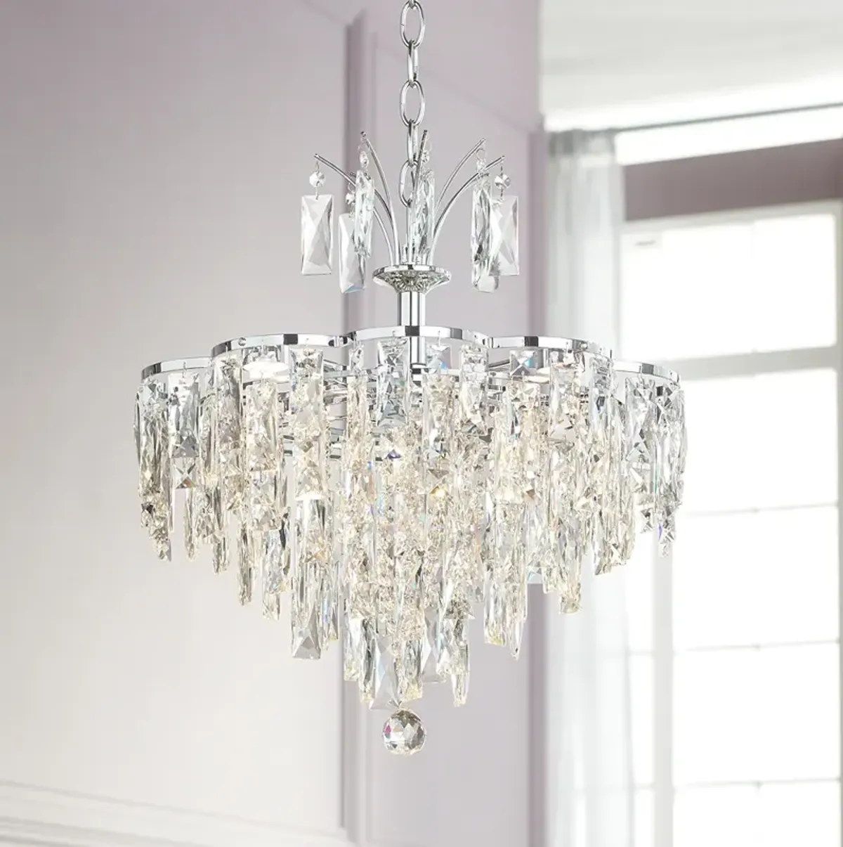 Vienna Full Spectrum Villette 20 1/4" Chrome Crystal LED Pendant Light