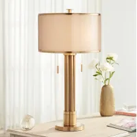 Possini Euro Granview 32 1/2" Brass Column Modern Luxe Table Lamp