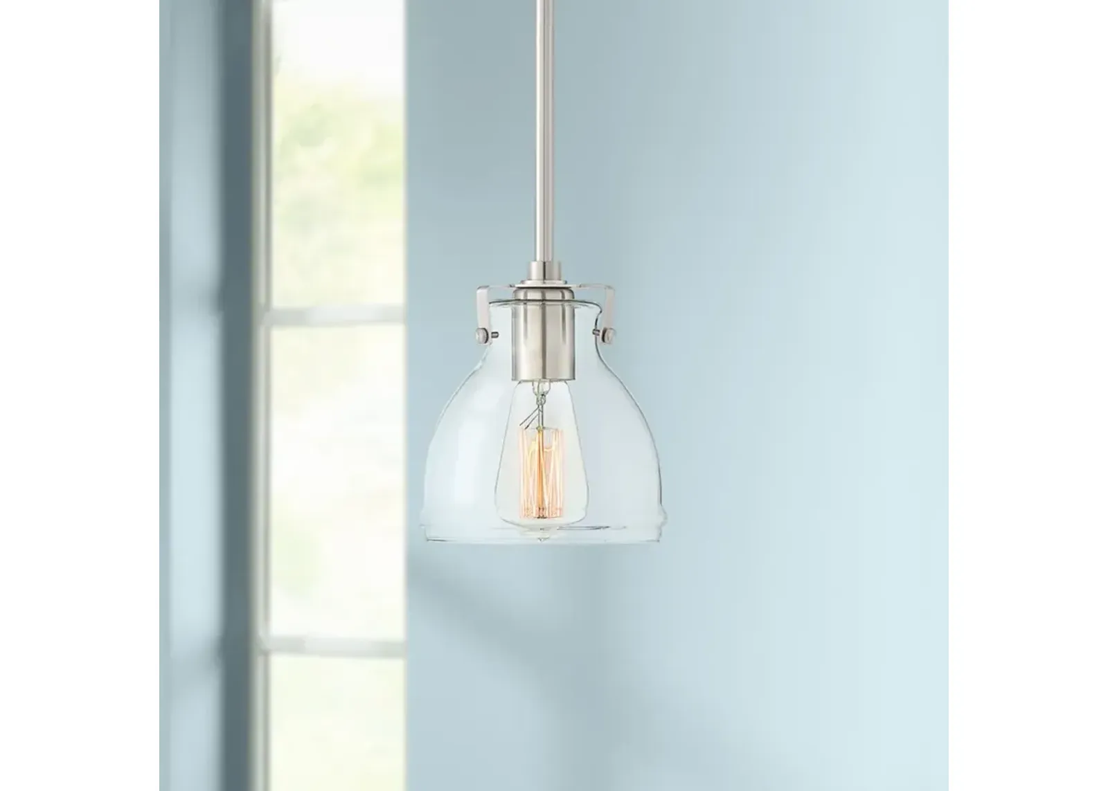 Possini Euro Bellis 6 1/2" Wide Nickel and Clear Glass Mini Pendant