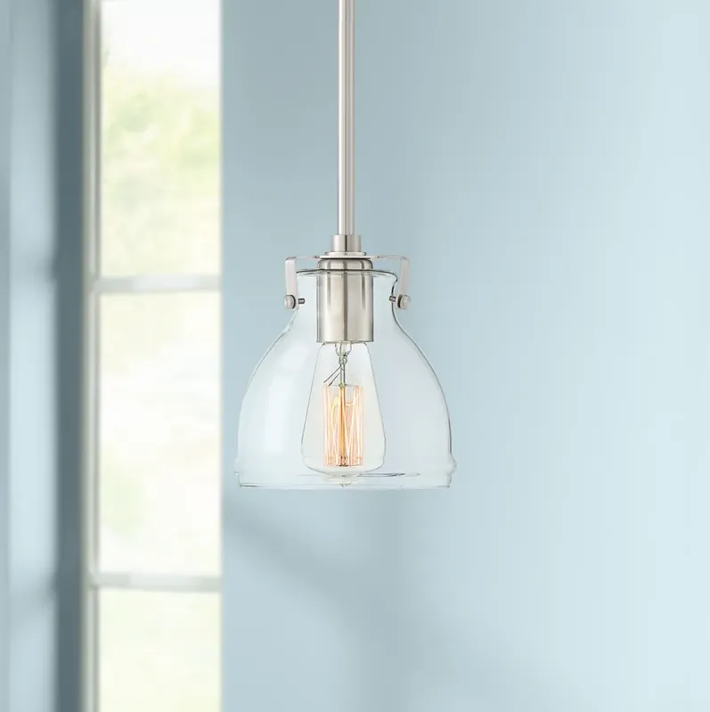 Possini Euro Bellis 6 1/2" Wide Nickel and Clear Glass Mini Pendant