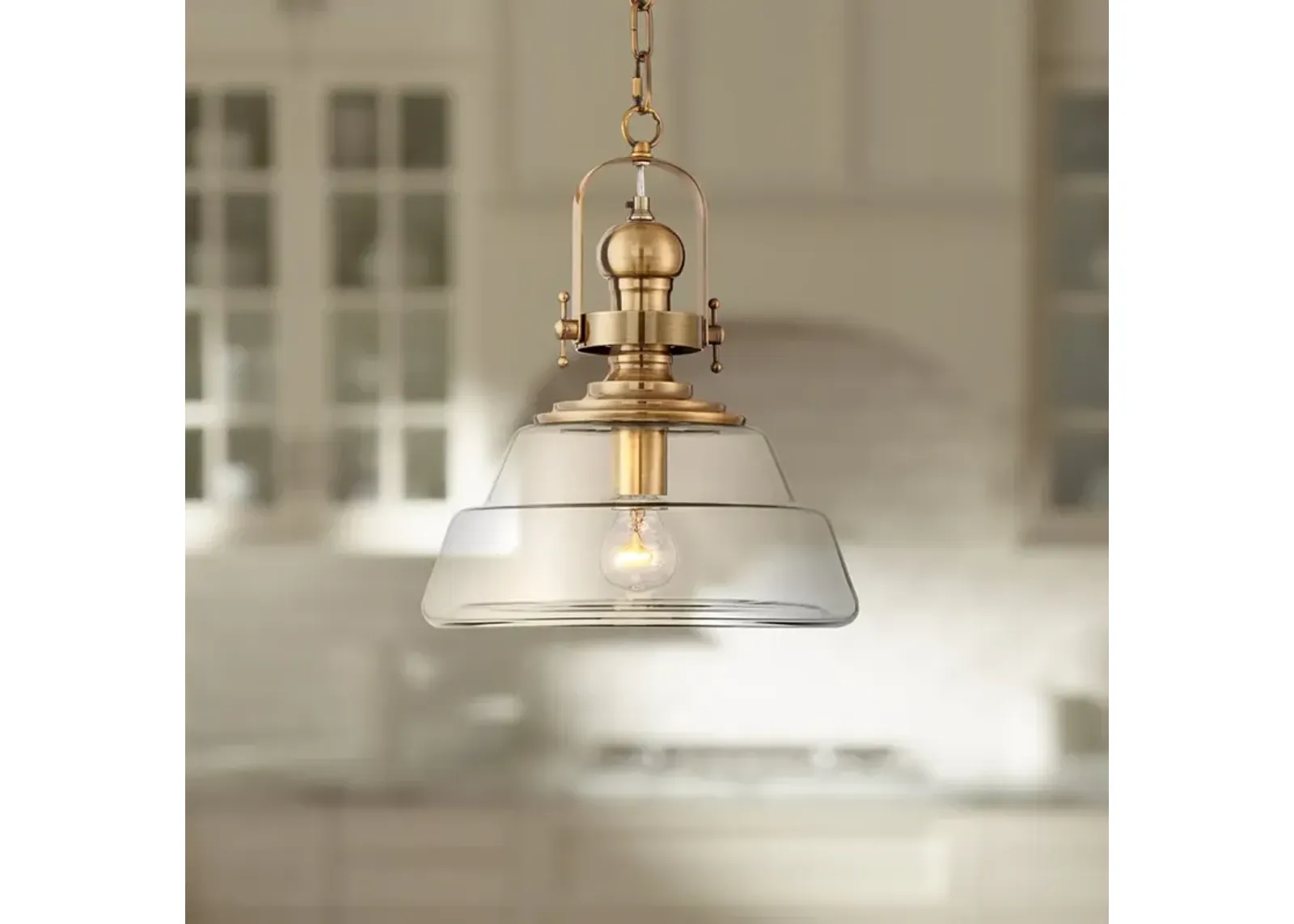 Possini Euro Donovan 13" Antique Brass and Clear Glass Pendant Light