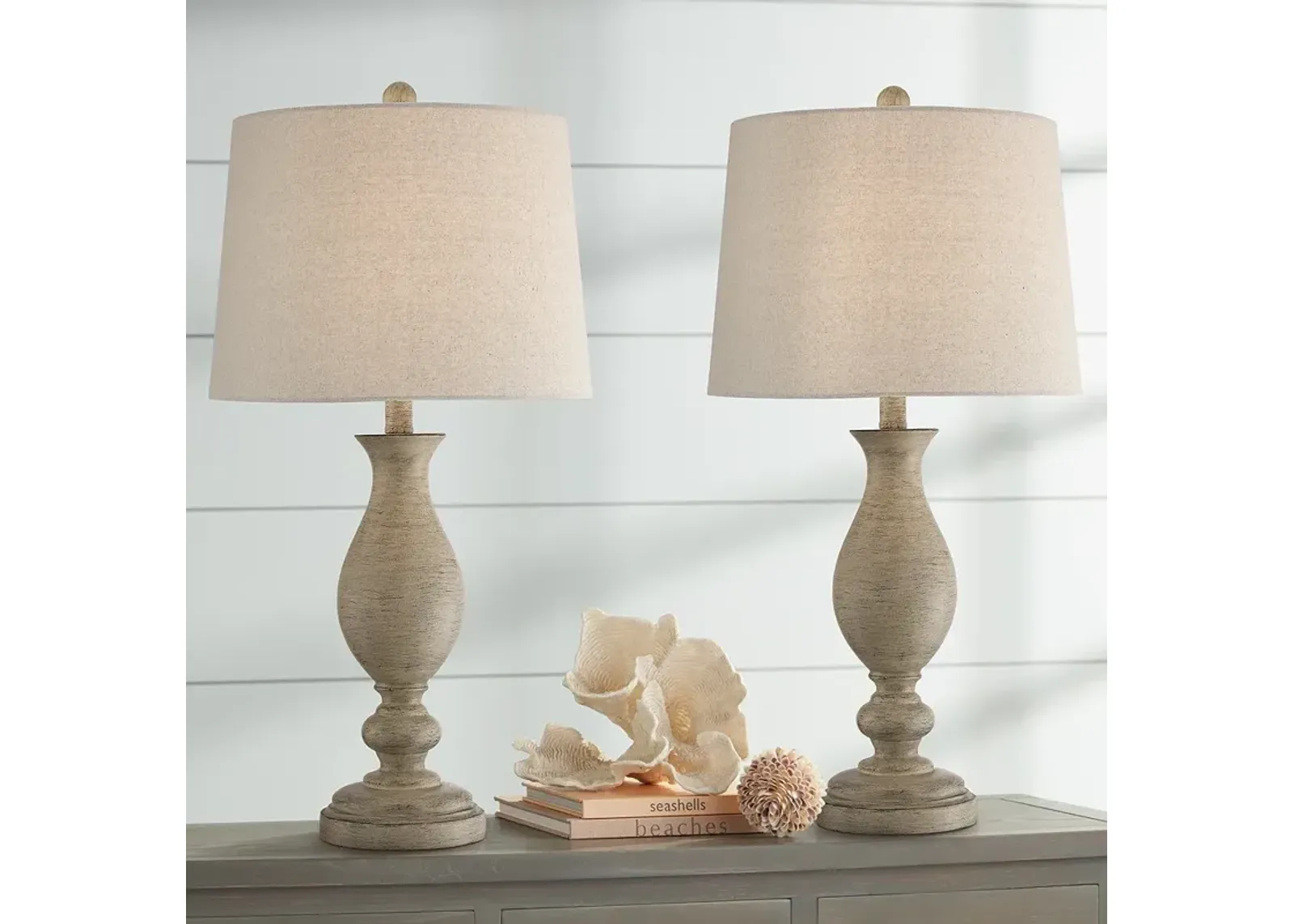 Regency Hill Serena 27 1/2" Beige Gray Vase Table Lamps Set of 2