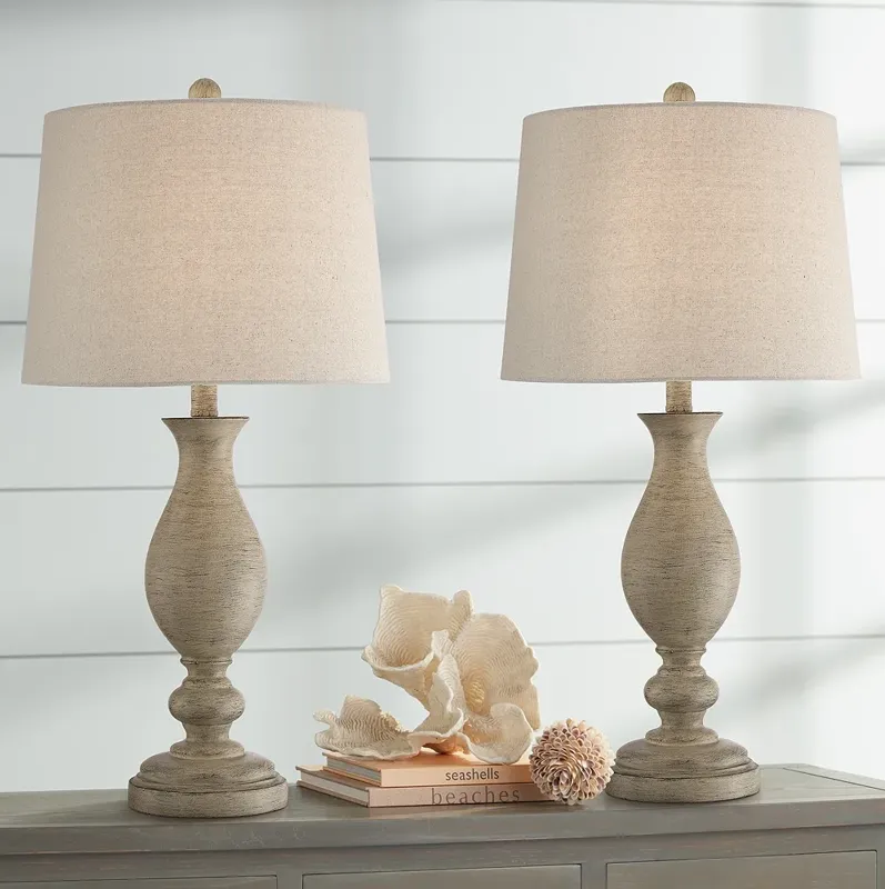 Regency Hill Serena 27 1/2" Beige Gray Vase Table Lamps Set of 2