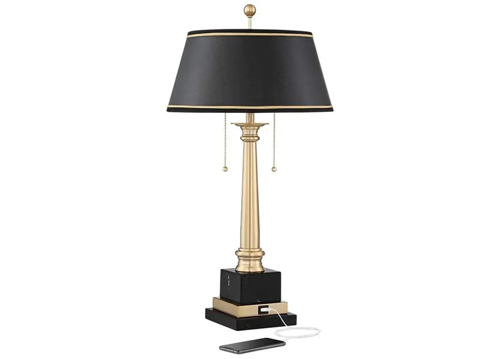 Barnes and Ivy Georgetown 28 1/2" Brass Traditional Lamp with USB Port