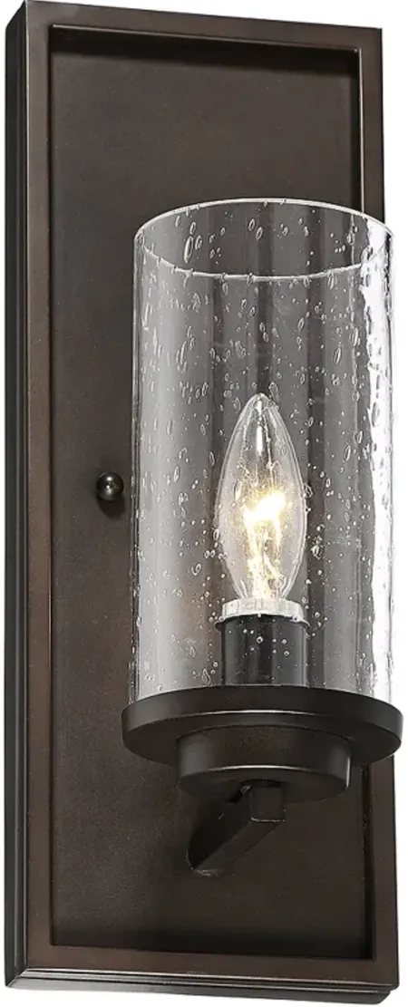 John Timberland Nobel 14" Glass and Bronze Rustic Wall Sconce