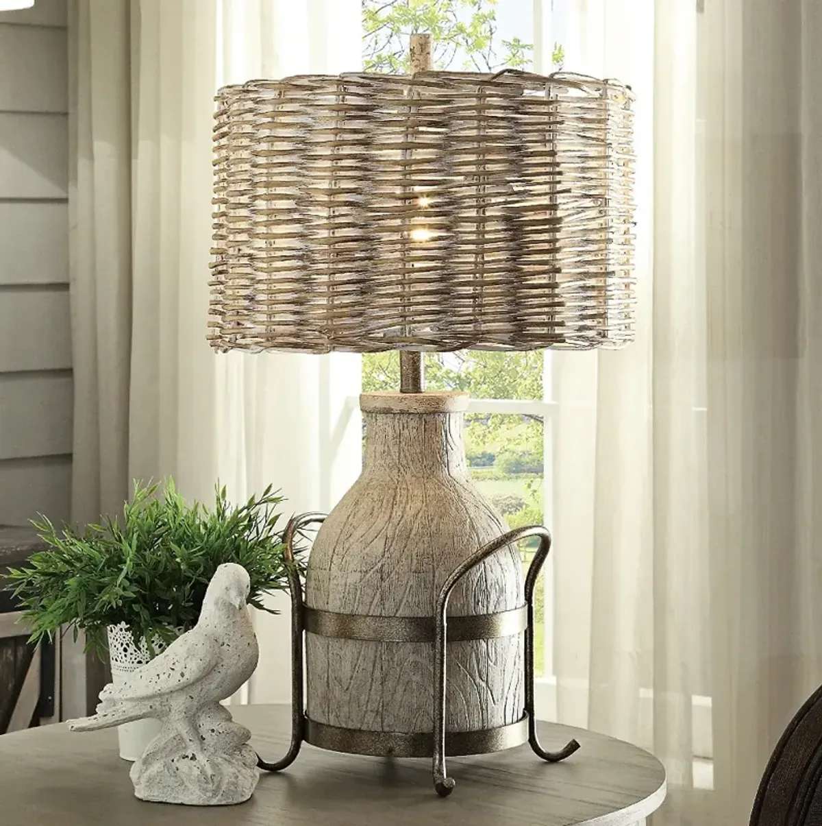 Crestview Collection Dairy Farm 31" Milk Jug Rattan Shade Table Lamp