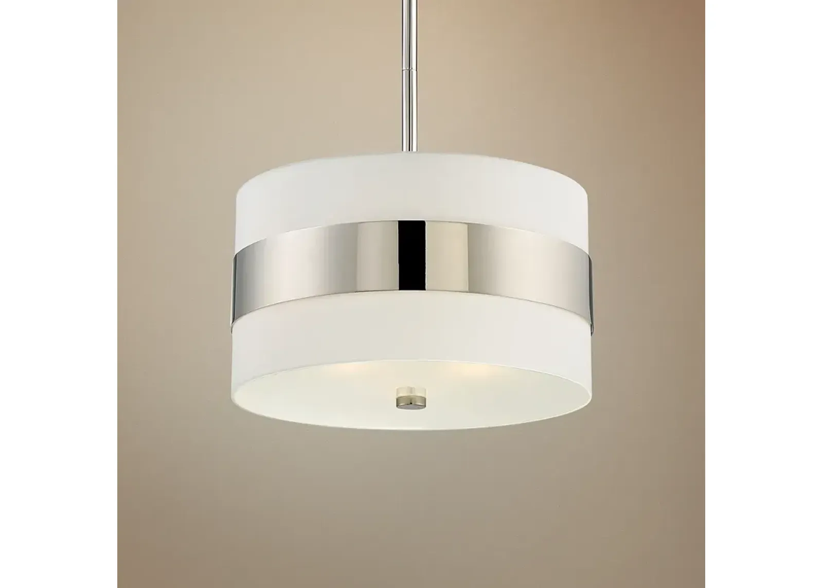 Crystorama Grayson 18" Wide Nickel and White Silk Drum Pendant Light