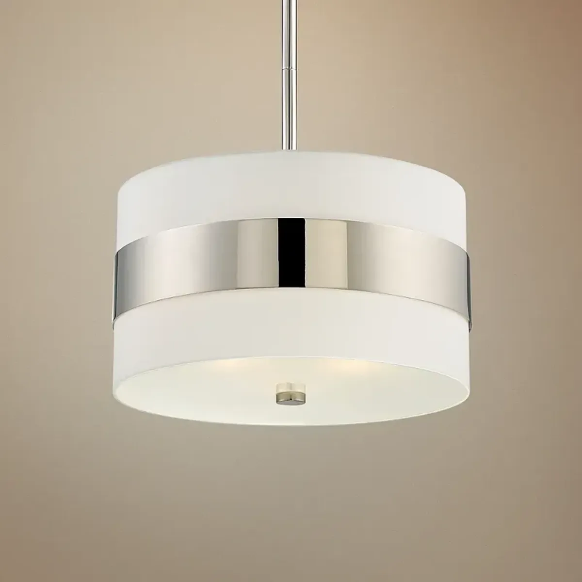 Crystorama Grayson 18" Wide Nickel and White Silk Drum Pendant Light