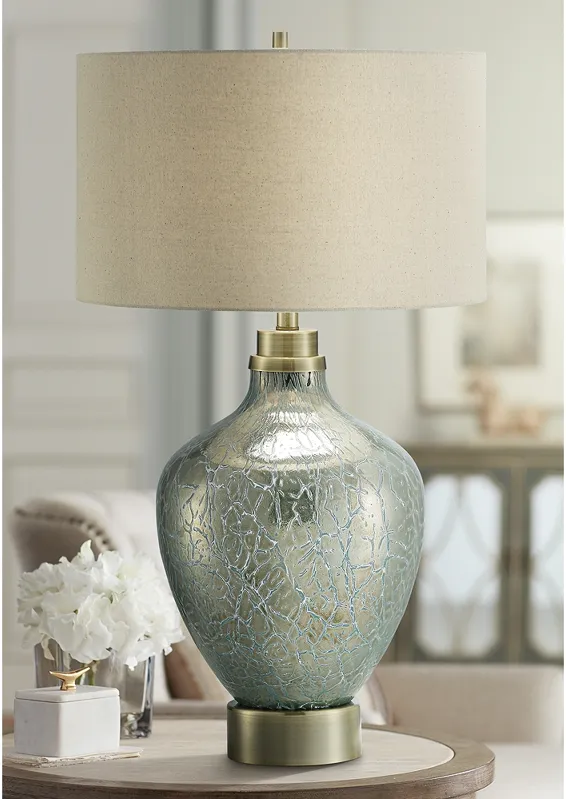 Crestview Collection Celest Blue and Silver Glass Table Lamp
