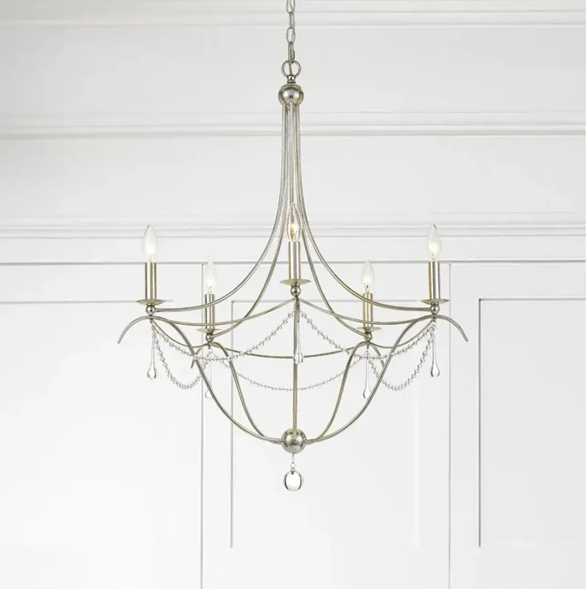 Crystorama Metro 27 1/2" Wide 5-Light Antique Silver Chandelier