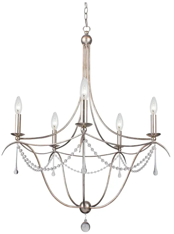 Crystorama Metro 27 1/2" Wide 5-Light Antique Silver Chandelier