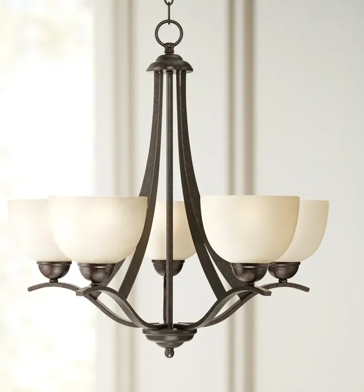 Regency Hill Airington 23" Bronze and Indian Scavo Glass Chandelier