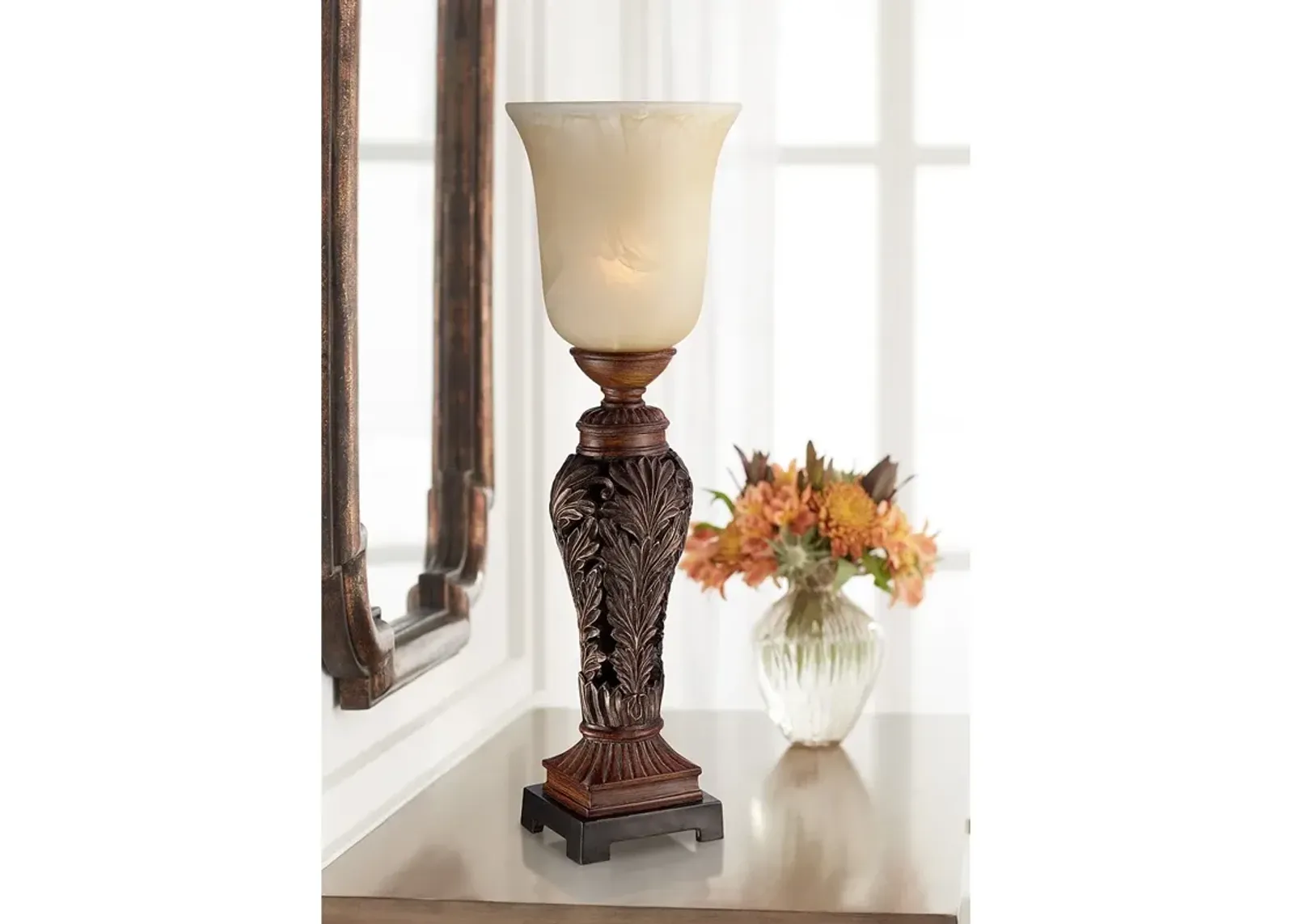 Regency Hill Double Bronze Leaf 24" High Traditional Console Lamp