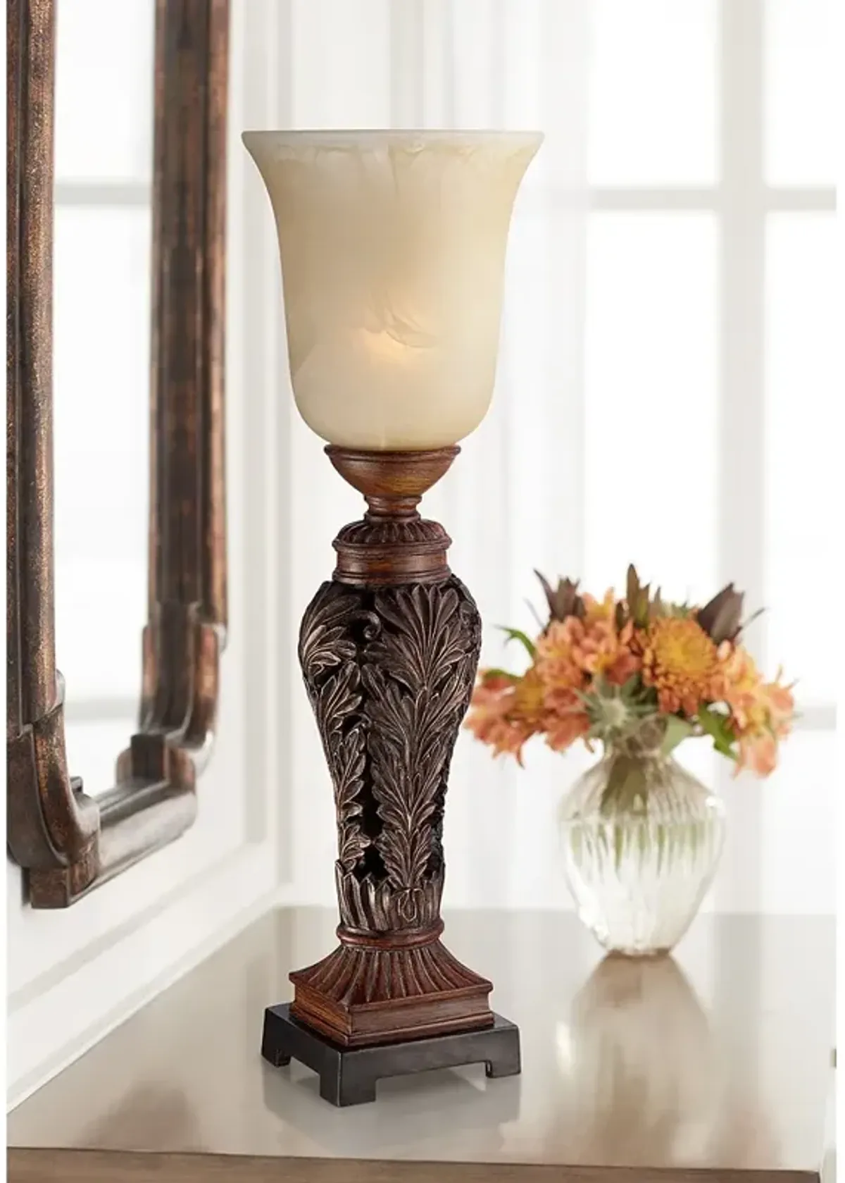 Regency Hill Double Bronze Leaf 24" High Traditional Console Lamp