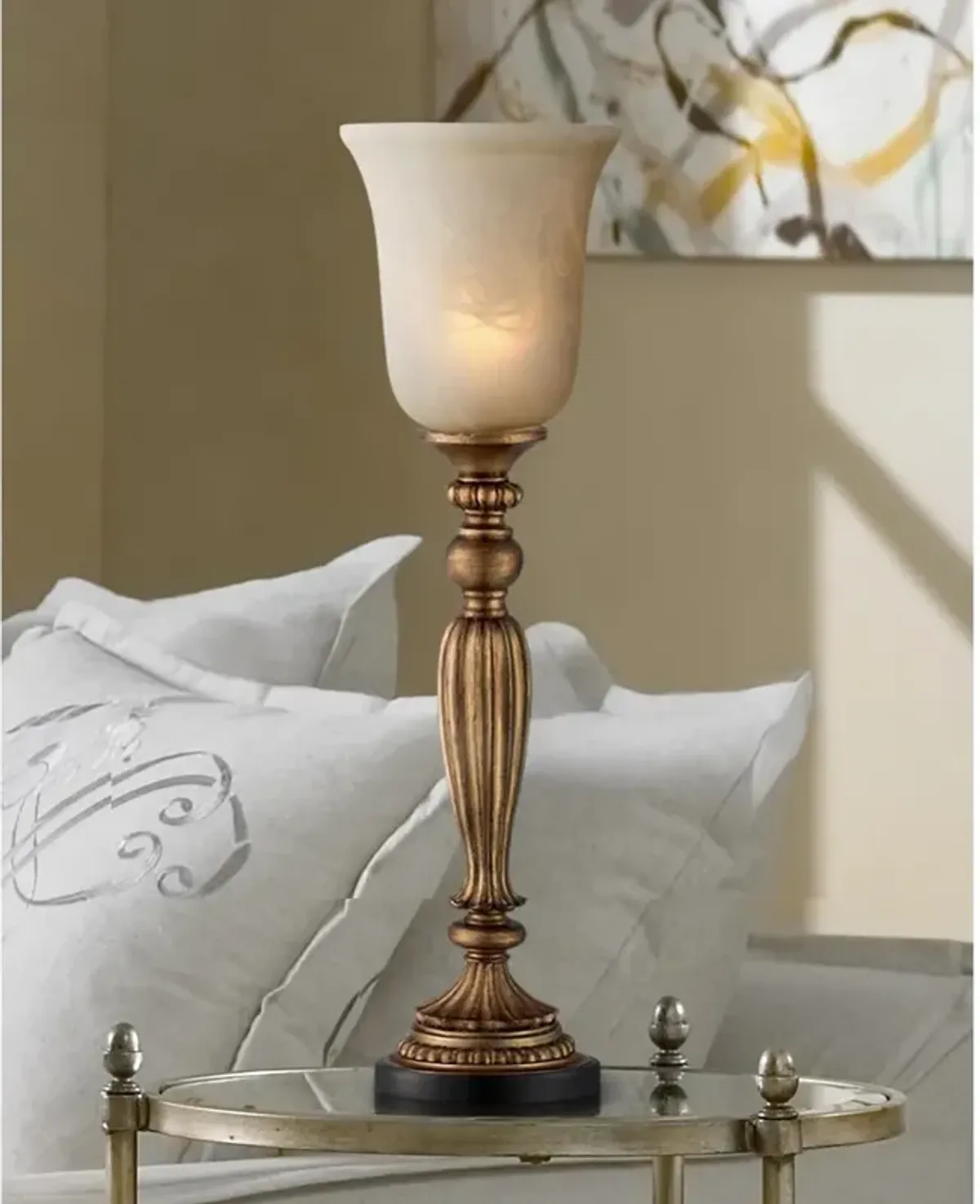 Regency Hill Fluted Column 27 3/4" High Alabaster Glass Console Lamp