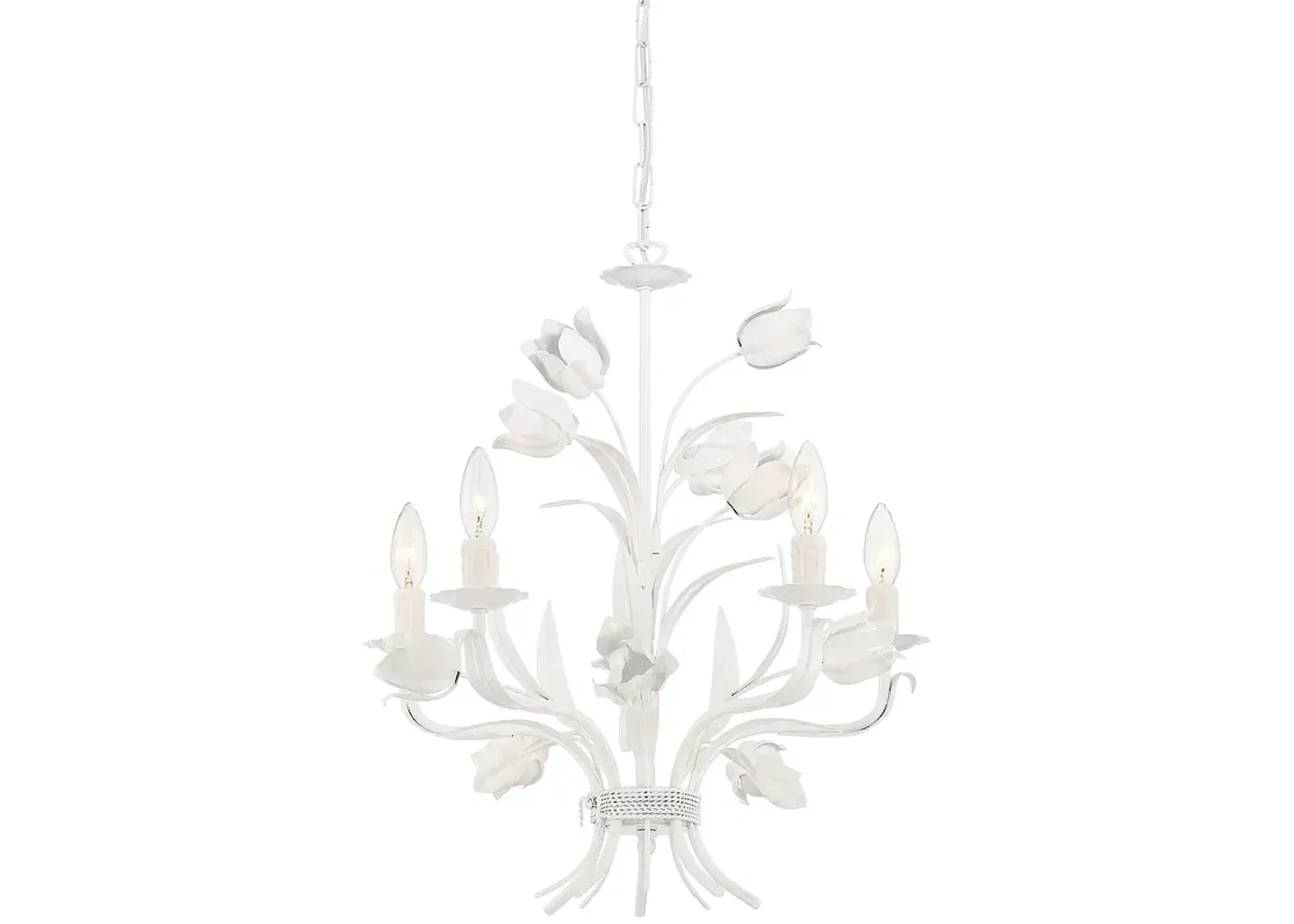 Crystorama Southport 20" 5-Light Candelabra White Flower Chandelier