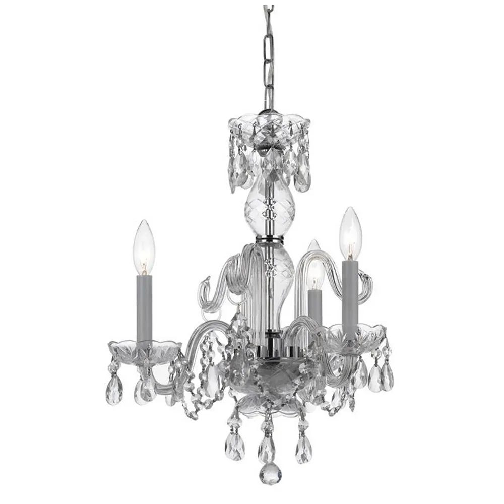 Traditional Crystal 3 Light Clear Crystal Polished Chrome Mini Chandelier