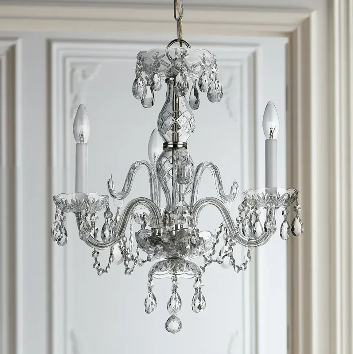 Traditional Crystal 16"W Polished Chrome 3-Light Chandelier