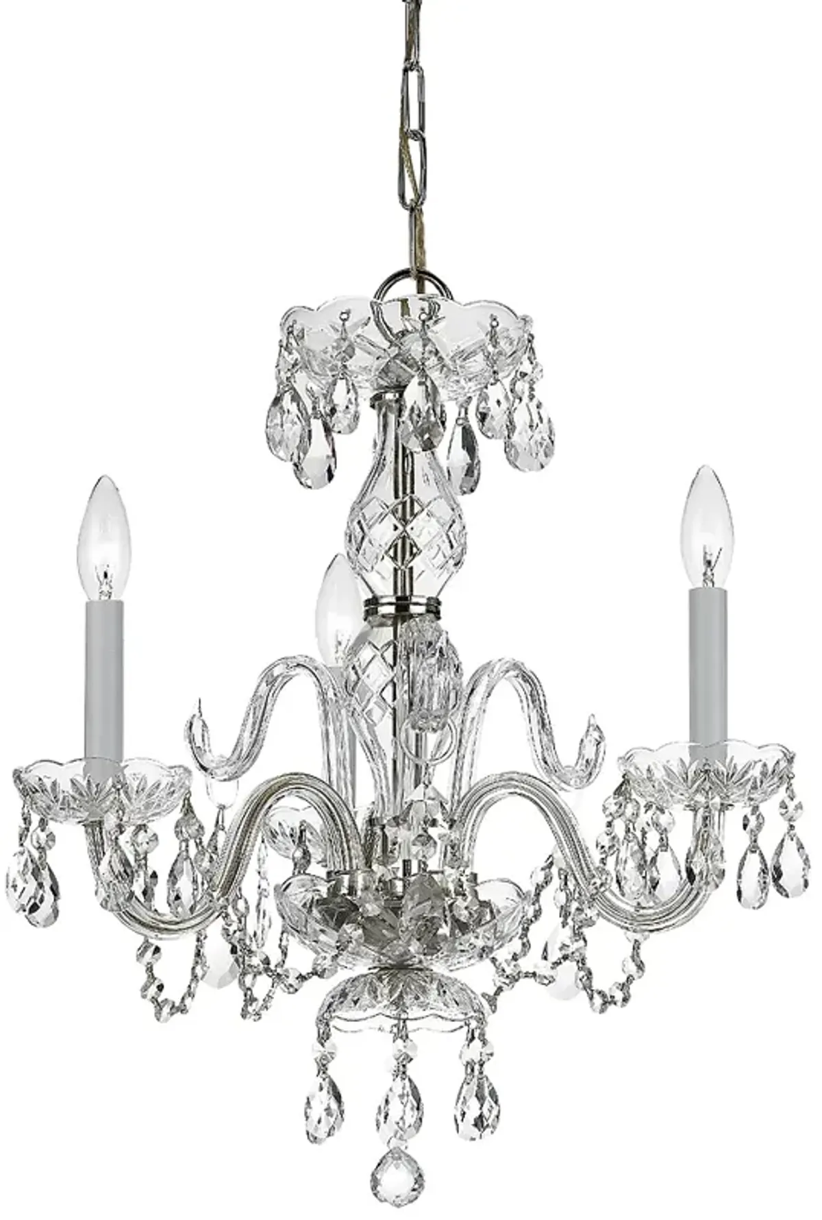 Traditional Crystal 3 Light Clear Crystal Polished Chrome Mini Chandelier