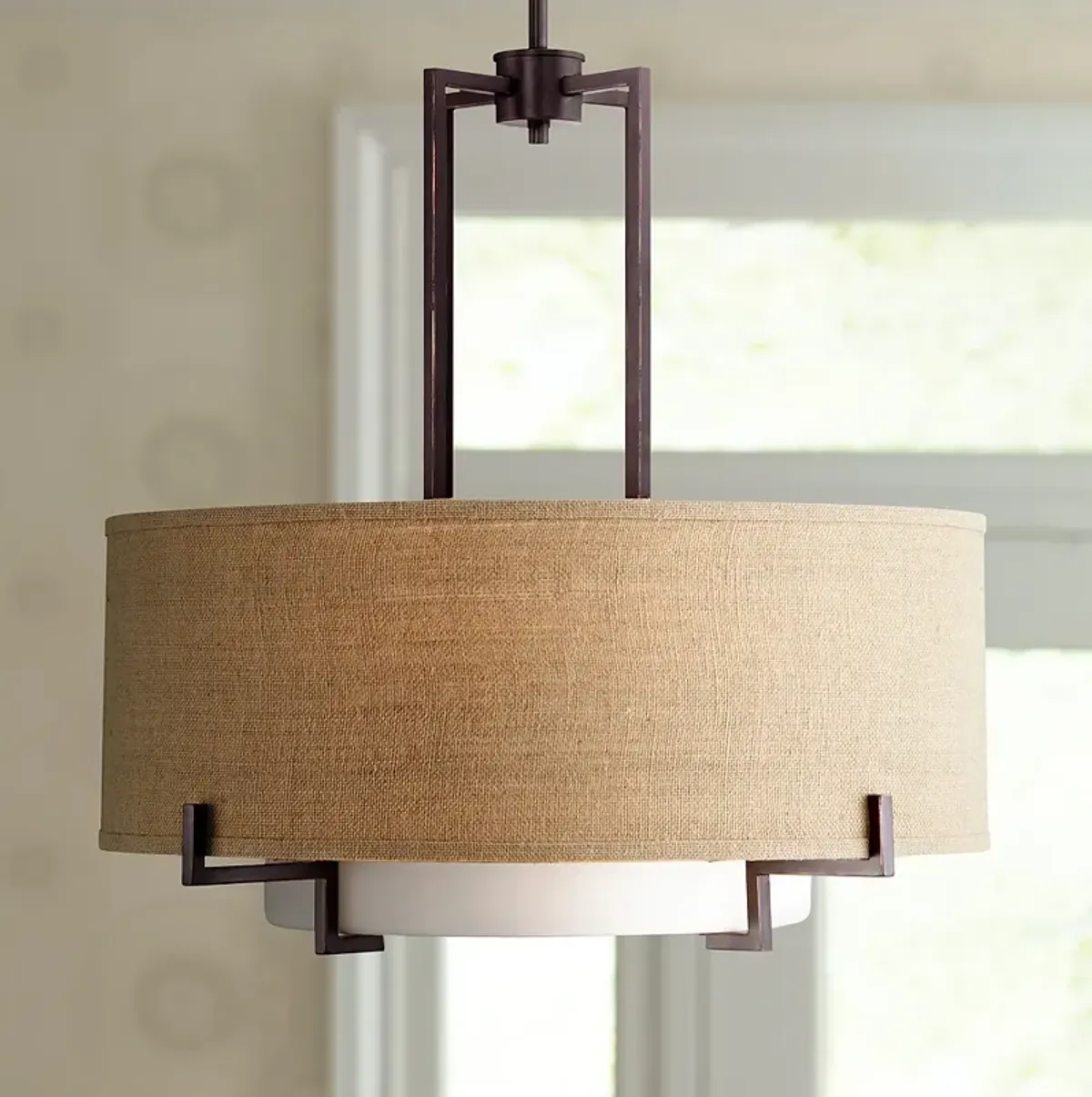 Possini Euro Concentric 25" Wide Bronze and Burlamp Modern Pendant