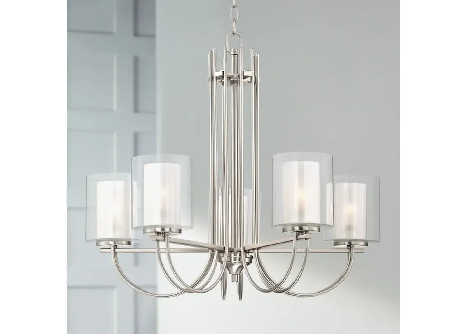 Possini Euro Melody 26 3/4" Double Glass and Brushed Nickel Chandelier