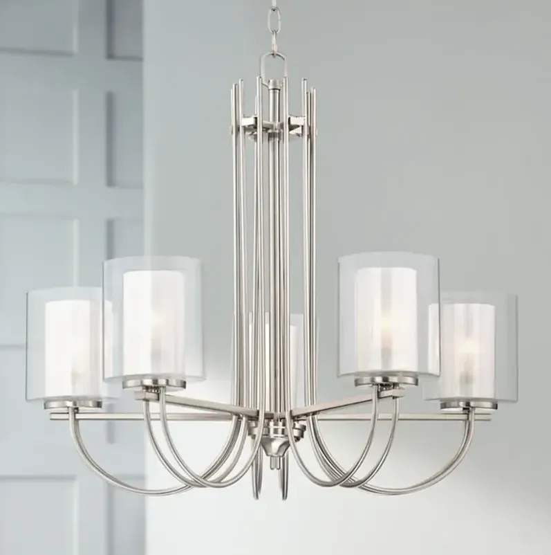 Possini Euro Melody 26 3/4" Double Glass and Brushed Nickel Chandelier