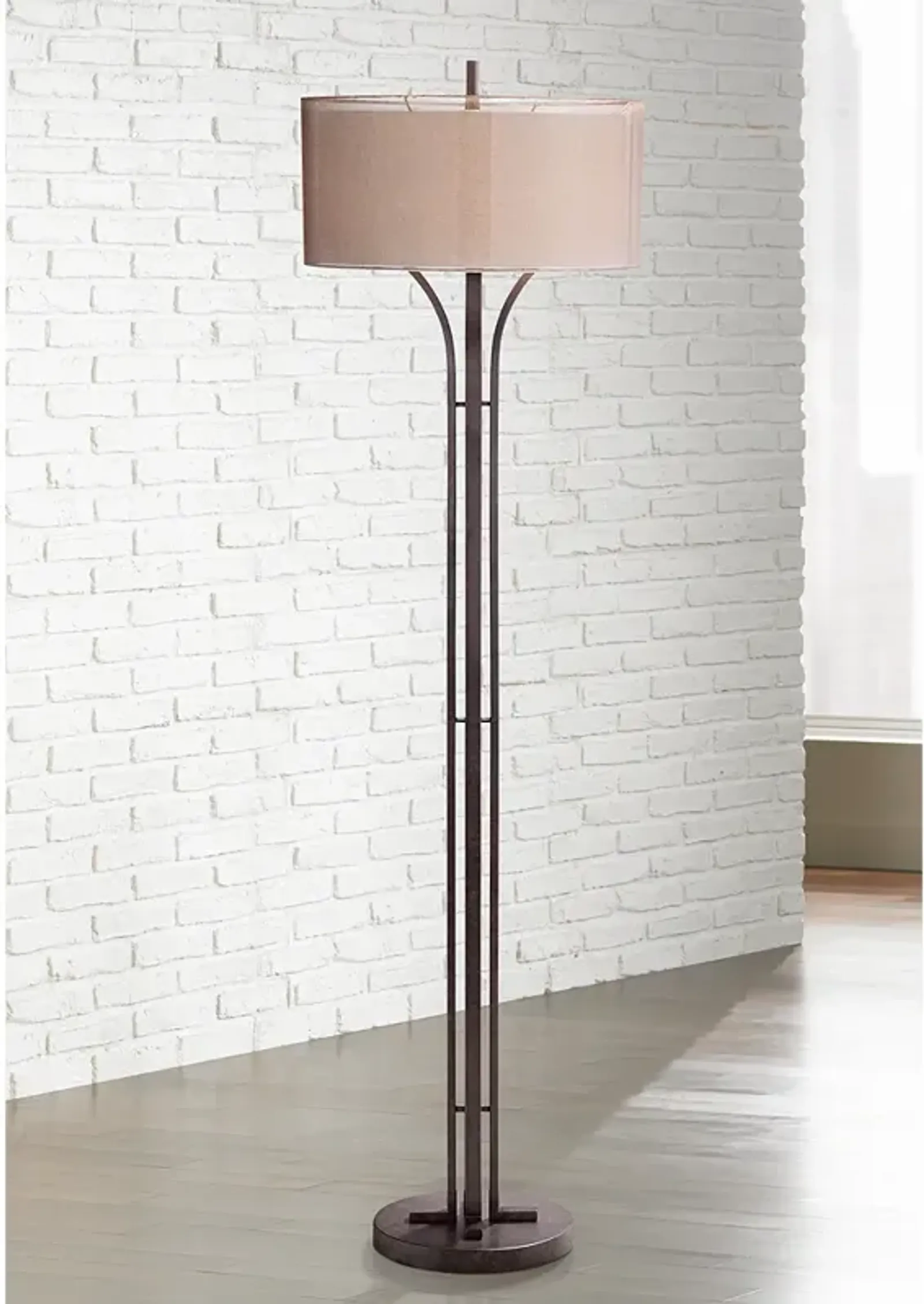 Franklin Iron Works Tristan 64" High Rustic Modern Bronze Floor Lamp