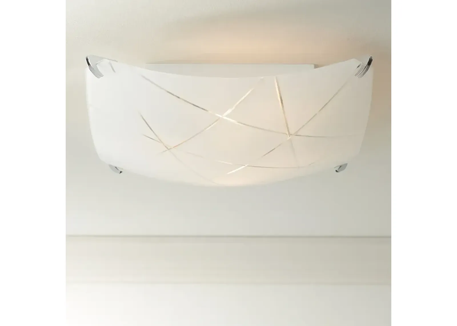 Possini Euro Lattice 16 1/2" Chrome and Frosted Glass Ceiling Light