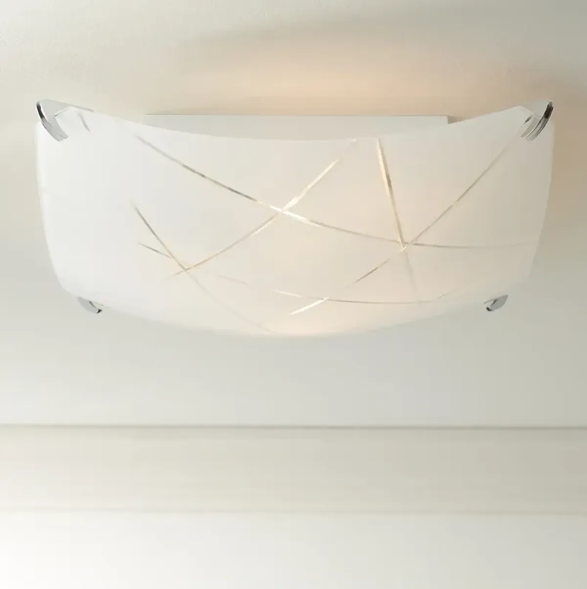 Possini Euro Lattice 16 1/2" Chrome and Frosted Glass Ceiling Light