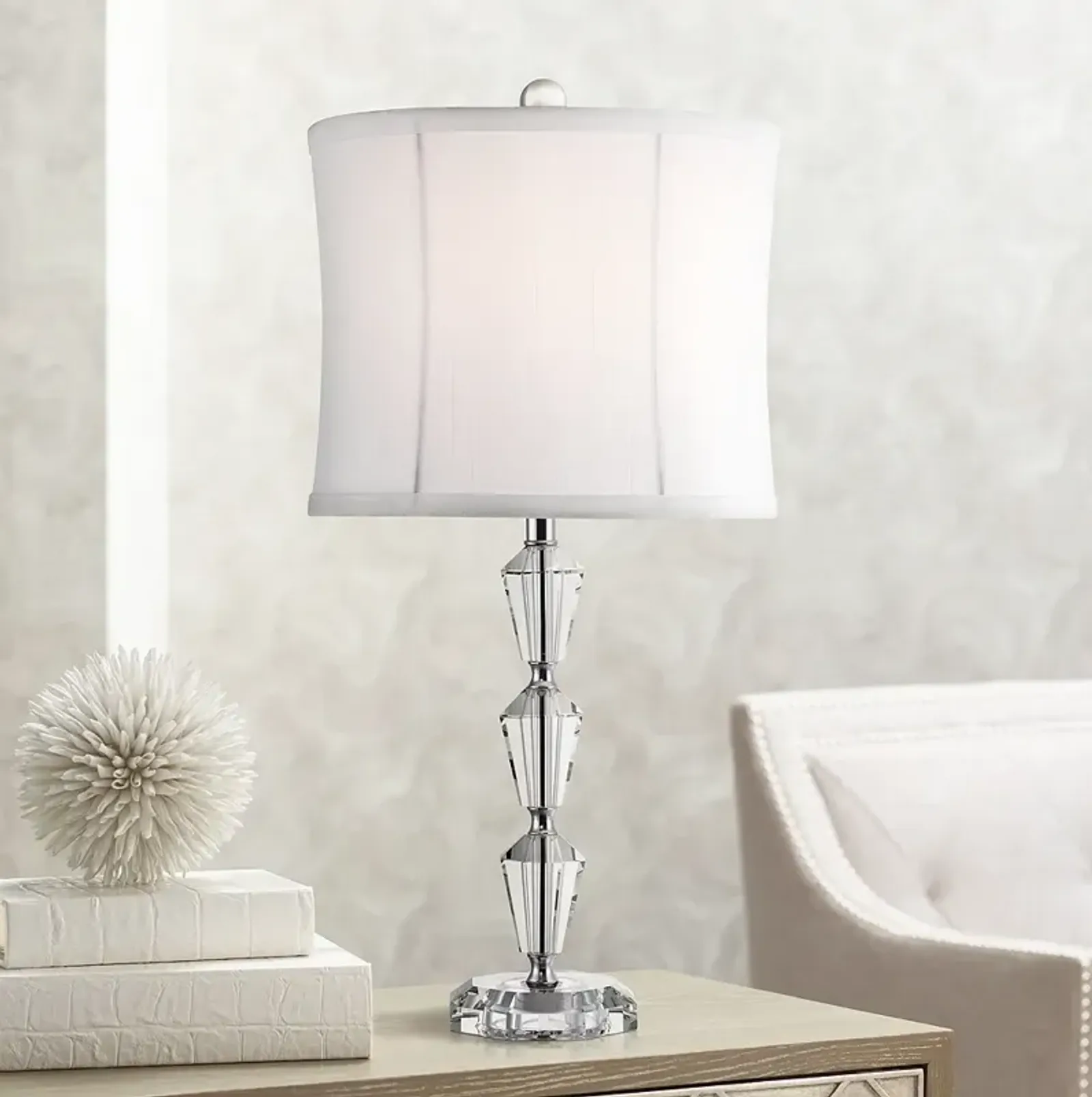 Vienna Full Spectrum Goddin 23" Faceted Clear Crystal Table Lamp