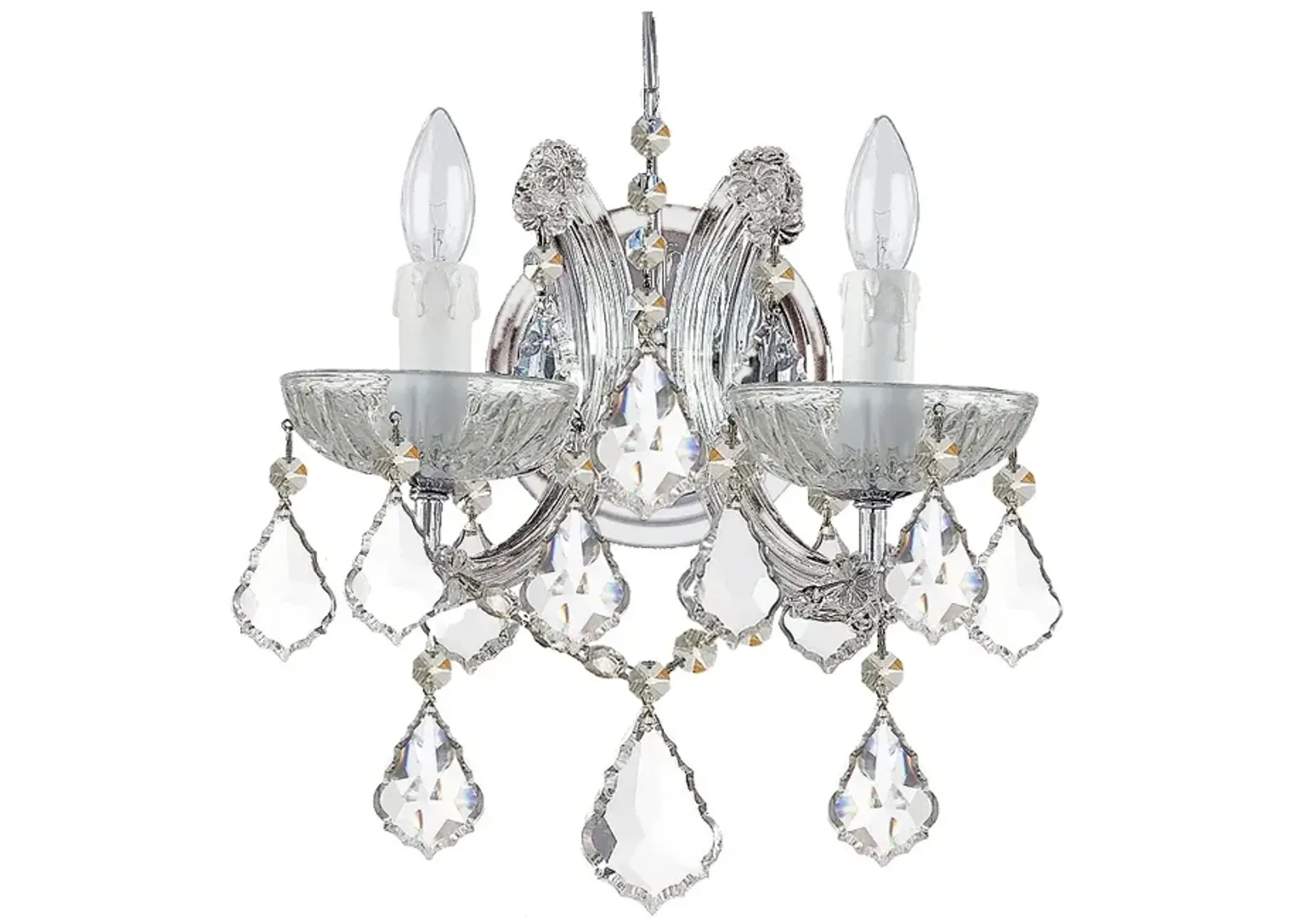 Maria Theresa 2 Light Clear Crystal Chrome Sconce