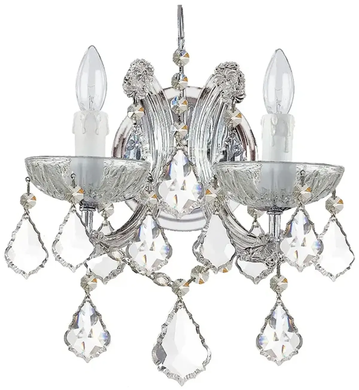 Maria Theresa 2 Light Clear Crystal Chrome Sconce