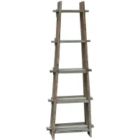 Nantucket 67" High Weathered Wood Ladder Etagere