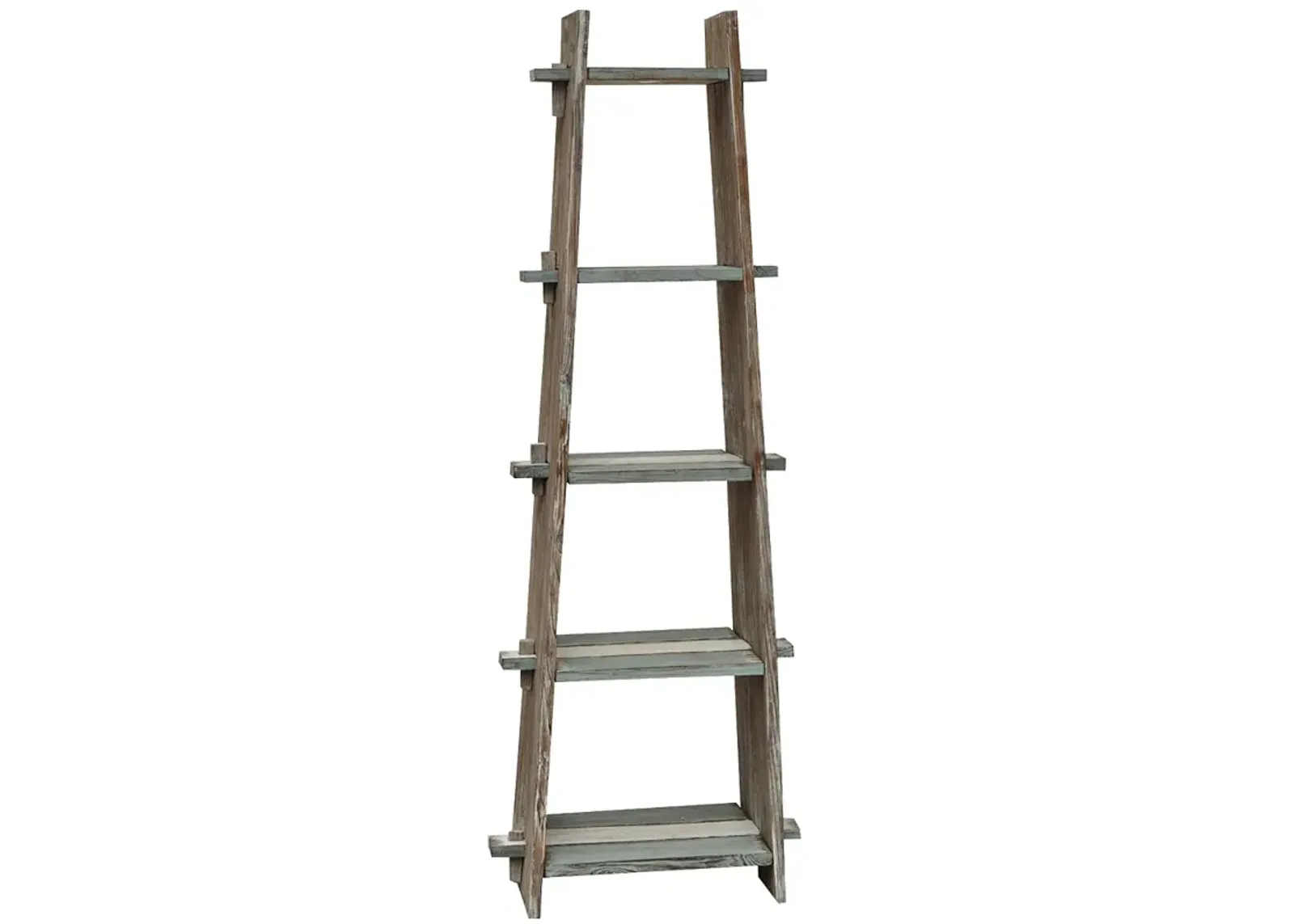 Nantucket 67" High Weathered Wood Ladder Etagere